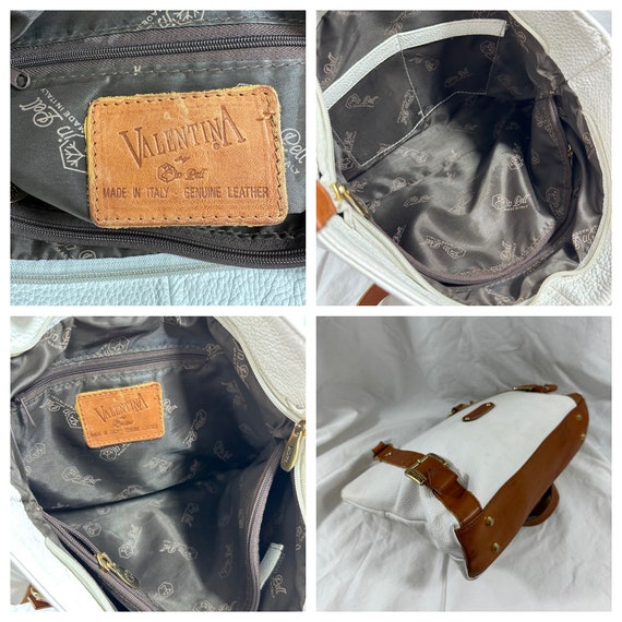 Vintage VALENTINA white tan leather tote bag purse - image 10