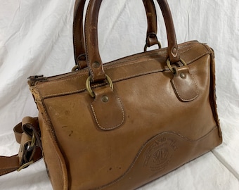 Vintage Genuine Ghurka No 16 the Keeper Tan Leather Satchel Bag