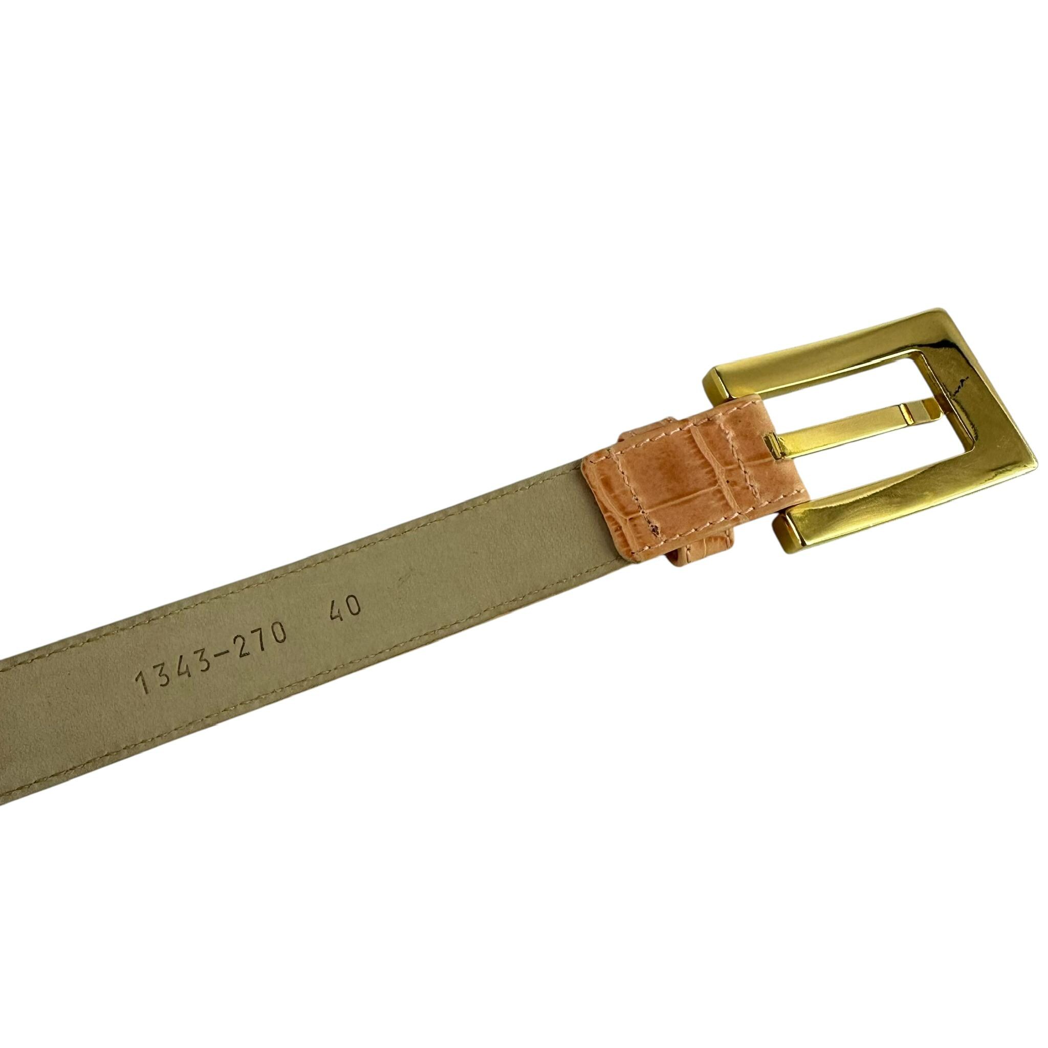 Vintage Escada made in Italy Gold and Yellow Croc-Embossed Belt Escada Belt - Etsy main image 4