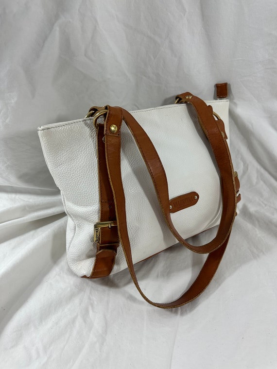 Vintage VALENTINA white tan leather tote bag purse