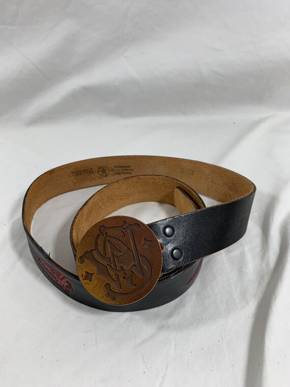 Vintage genuine full grain tooled leather belt si… - image 2