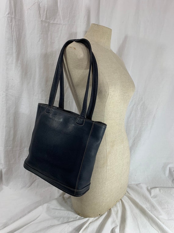 Genuine Vintage COACH 9305 Bleeker Navy Blue Leather Tote Bag