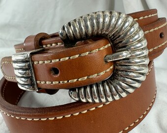 Cofi Made in Mexico Genuine Leather Oval Silver Buckle Belt  display picture 3