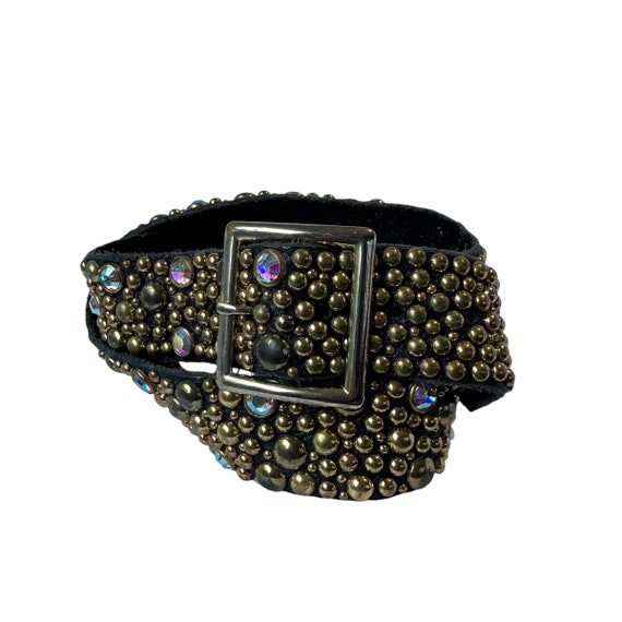 Glamour Vintage Black Genuine Leather With Rhinestones Style  display picture 2