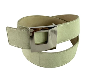 90s Carlisle Dark Green Leather Statement Belt | Rhinestone  display picture 1