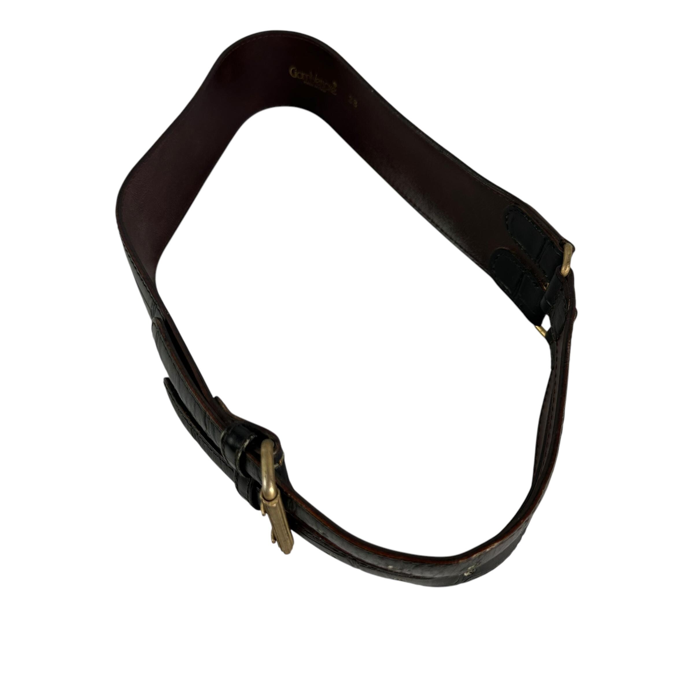 Rare 80s Vintage GIANNI VERSACE Black Genuine Leather Belt 