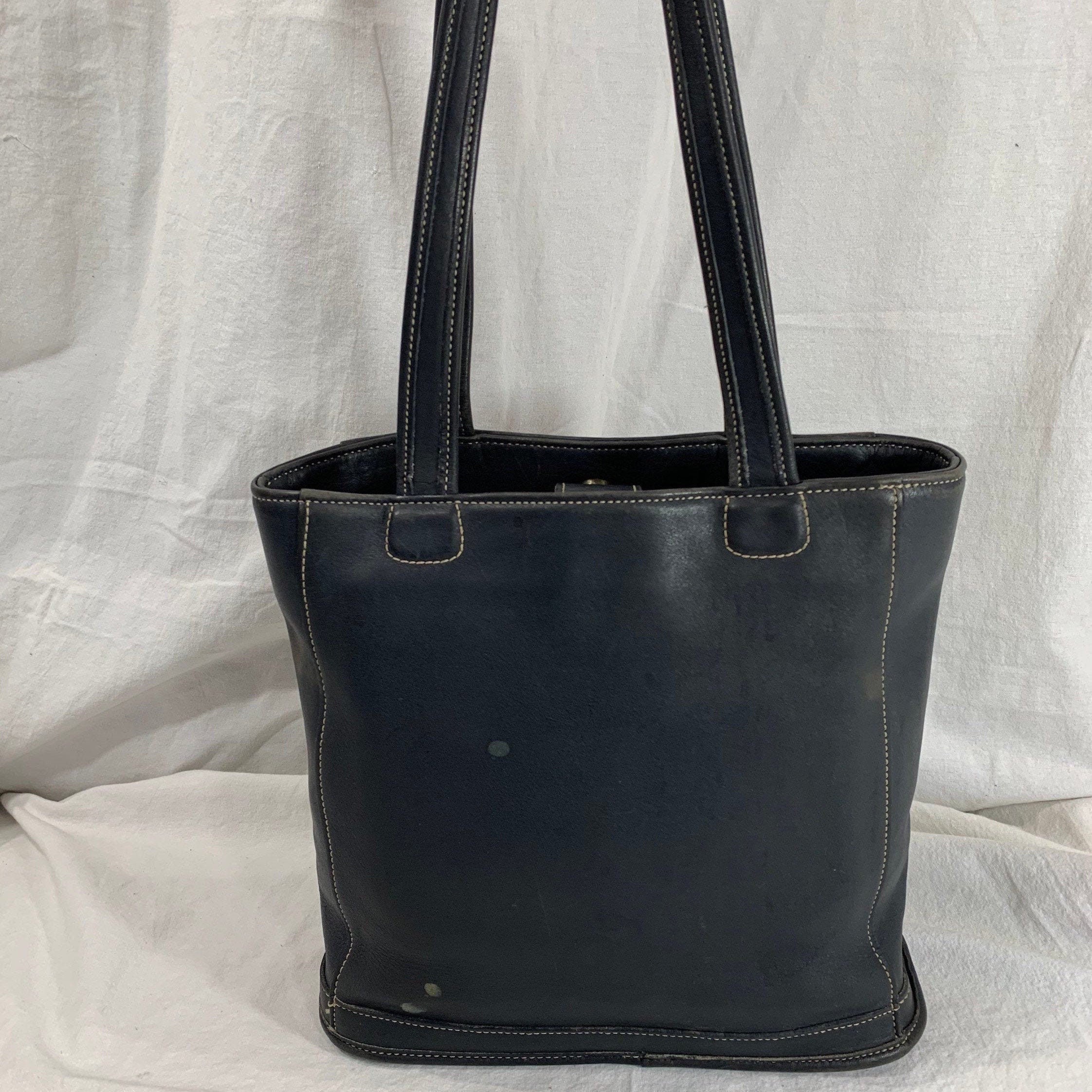 Genuine vintage COACH 9305 Bleeker navy blue leather tote