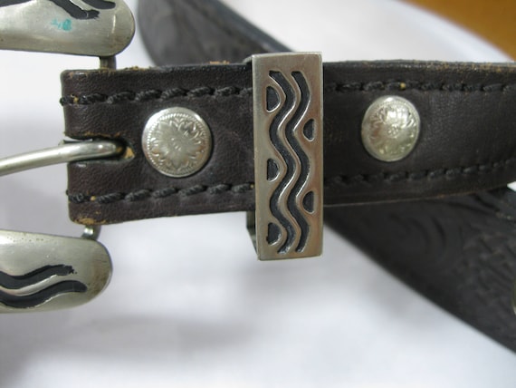 Vintage Western Genuine AL BERES Black Hand Tooled Leather  display picture 2