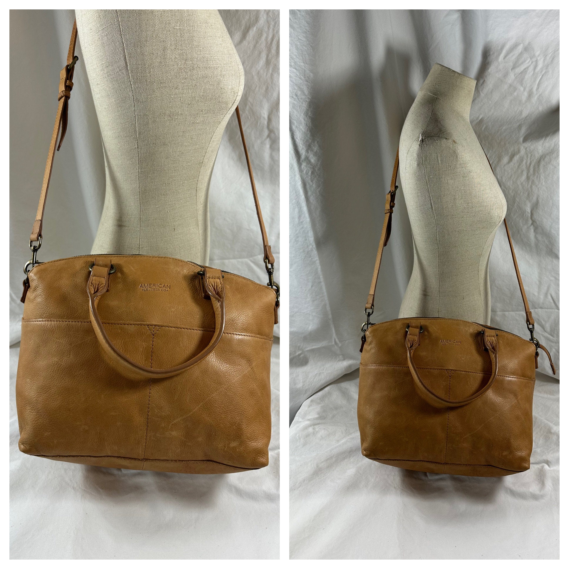 Genuine Vintage American Leather Co Tan Leather Shoulder Bag Crossbody Satchel