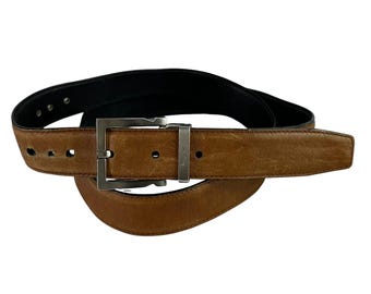 Genuine Vintage SALVATORE FERRAGAMO Reversible Black Tan Leather Belt 38