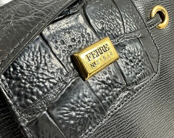 Vintage Genuine GIANFRANCO FERRE Black Leather Structured Shoulder