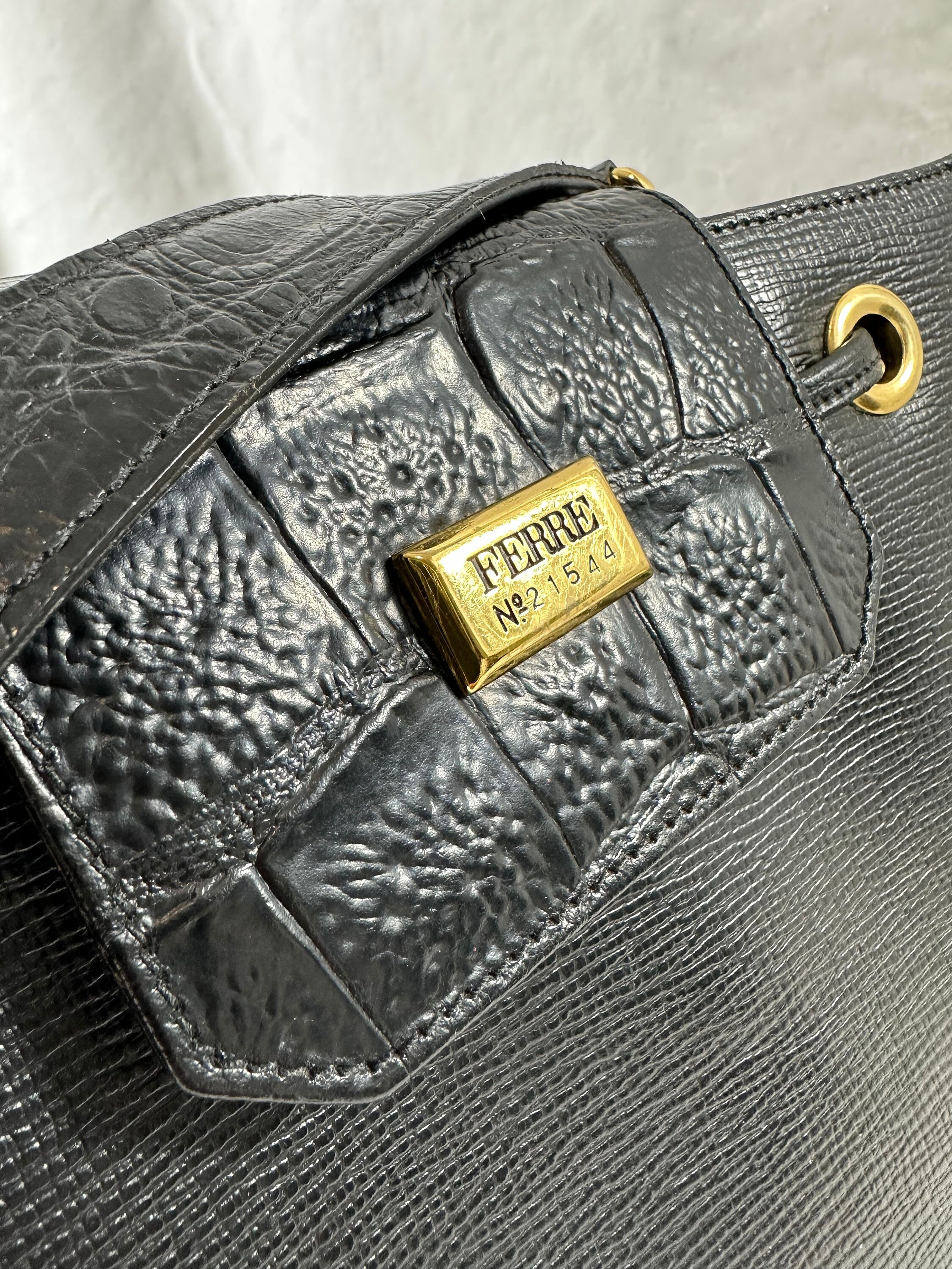 【未使用!!】GIANFRANCO FERRE ヴィンテージBAG 黒 牛革 $_57.JPG?set_id=880000500F