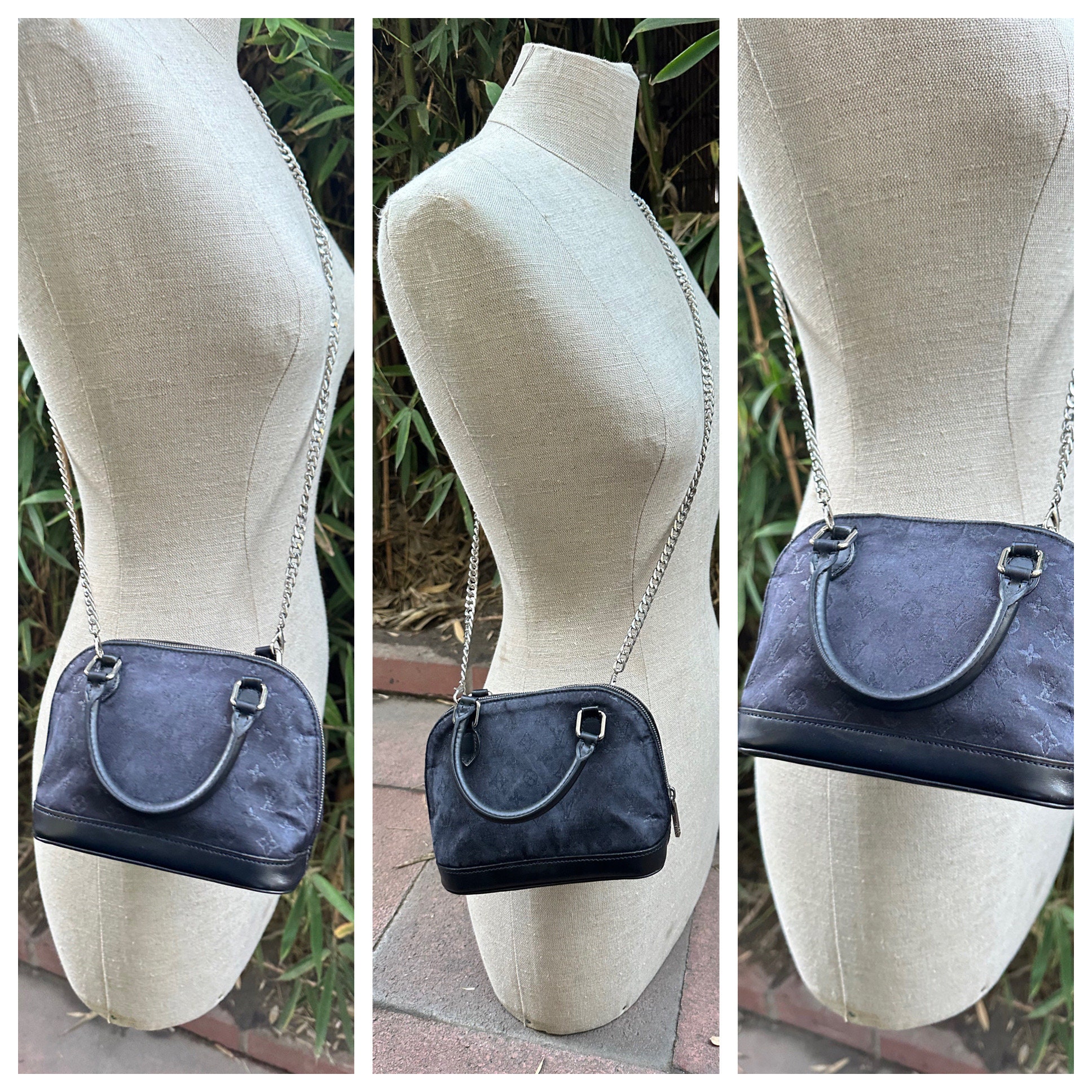 Echte Vintage LOUIS VUITTON schwarze Mini Alma Satin Tasche Geldborse Etsy