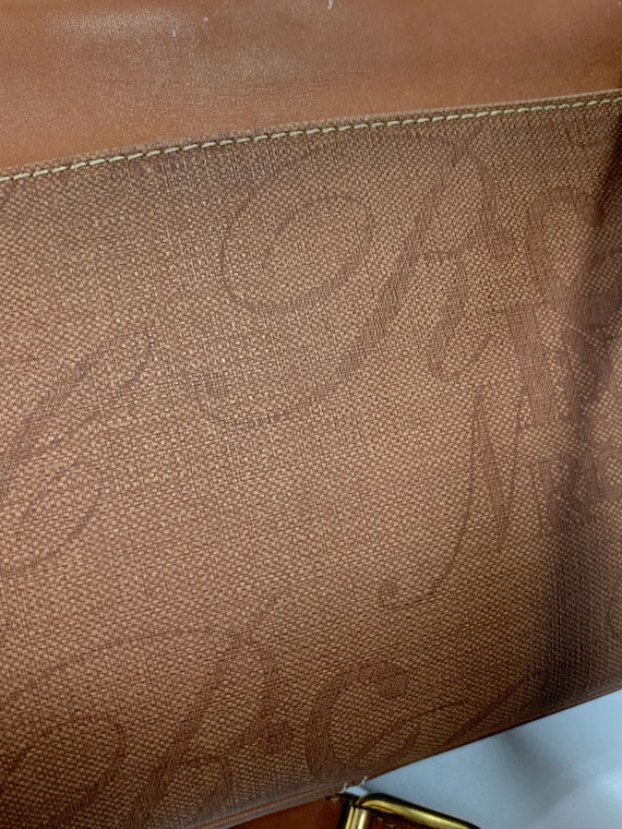 Vintage NINA RICCI tan canvas and leather shoulde… - image 8