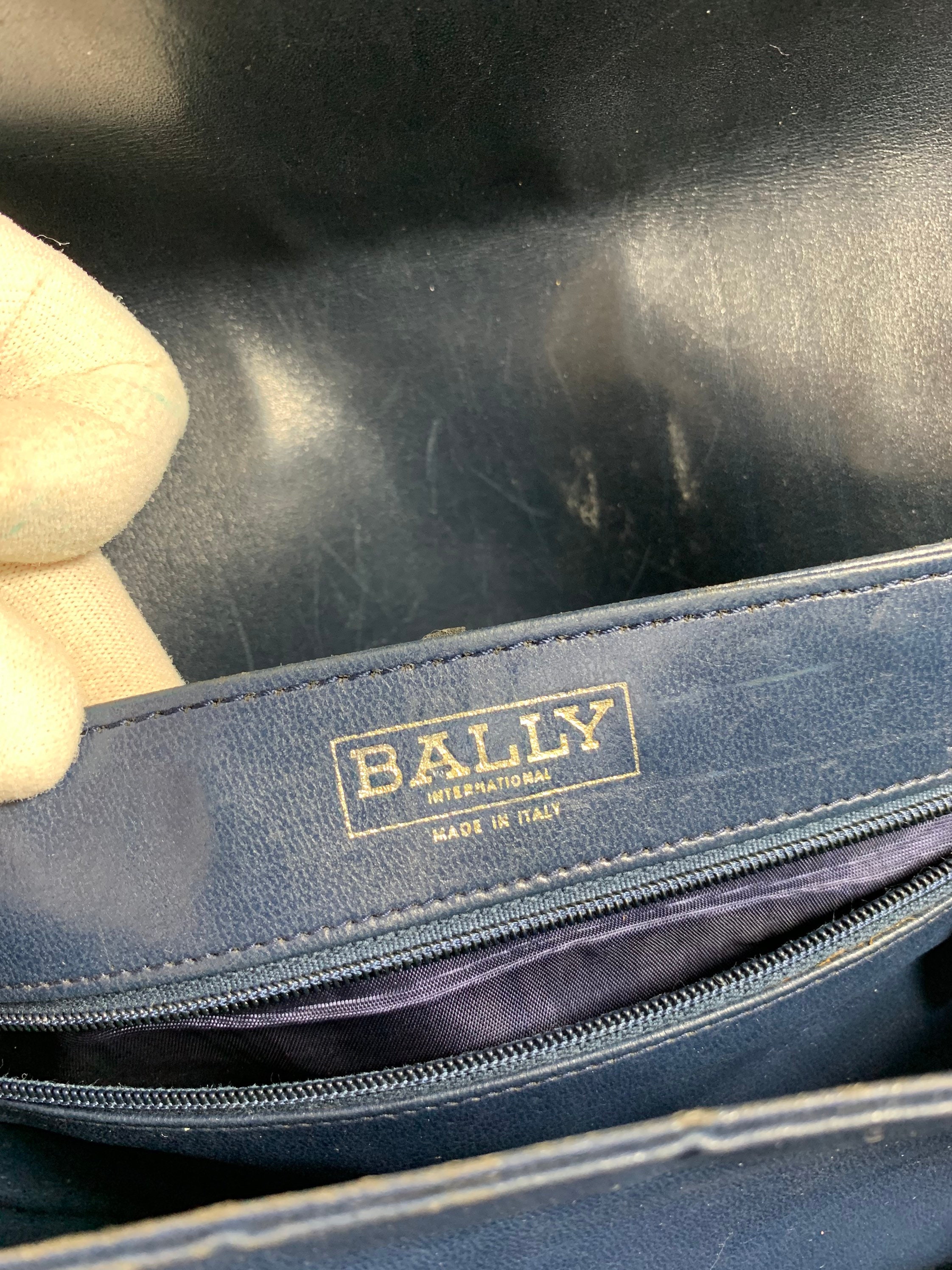 Bally グラブタンレザー 1970〜80年代ヴィンテージ ボストンバッグ Genuine Vintage BALLY Navy Blue Leather Shoulder Bag Logo