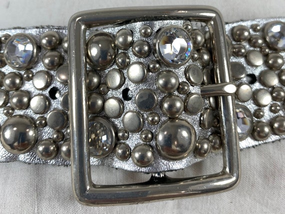 Vintage unisex SKY brand jeweled metallic silver … - image 1