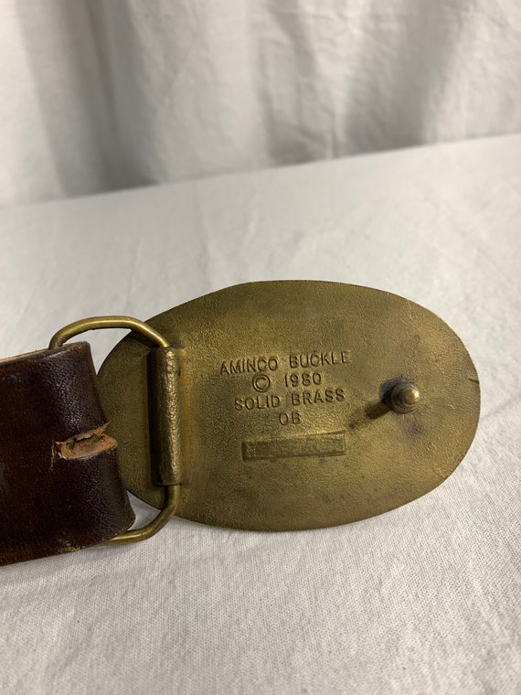 Vintage Genuine Tooled Leather Belt Size 36 With Aminco  display picture 1