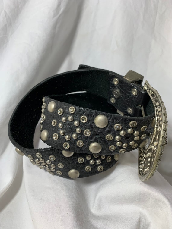 Vintage ladies LEATHEROCK USA jeweled black leath… - image 8