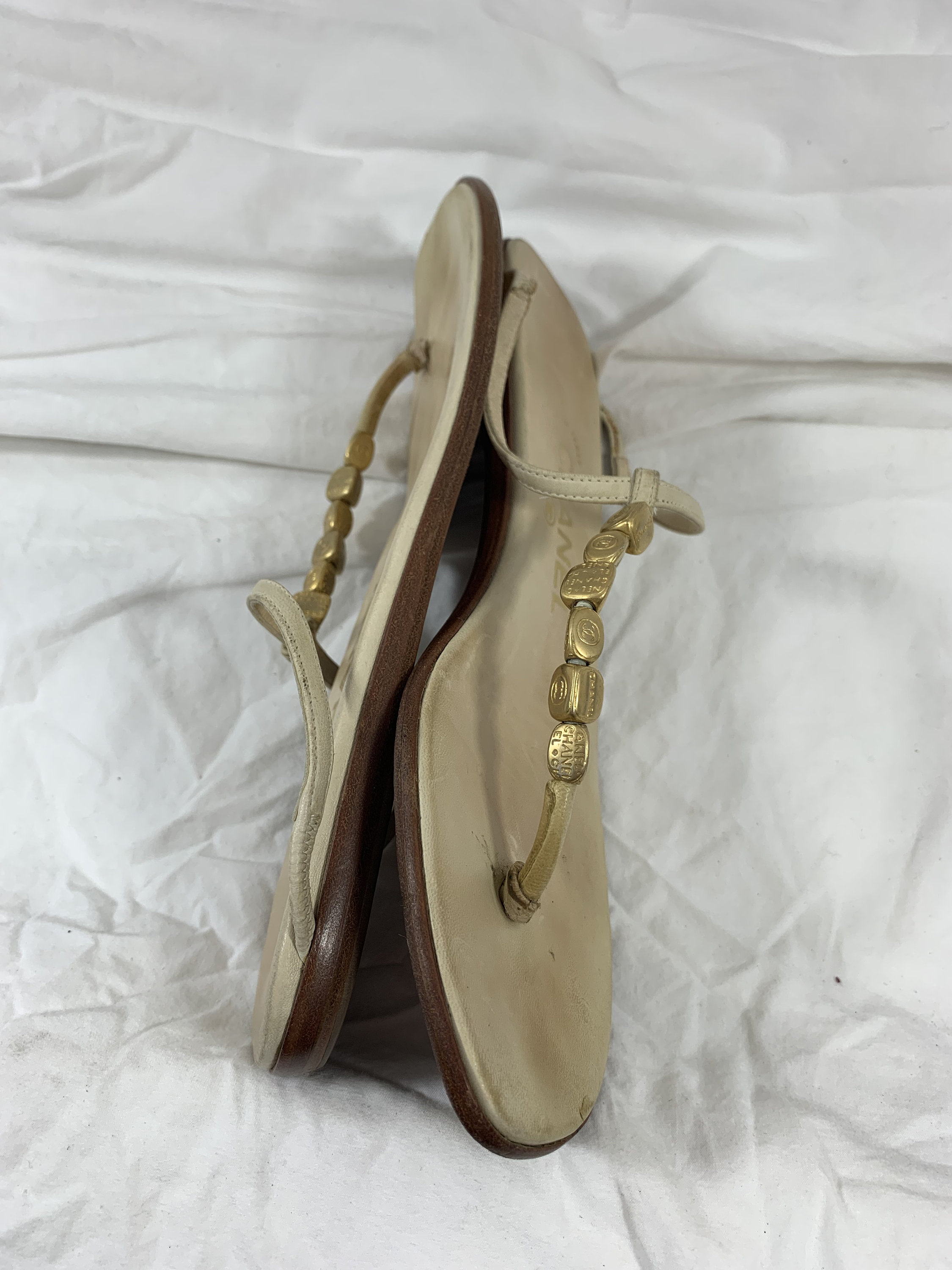 靴 Vintage Chanel Leather Sandals 38 s-l400.jpg