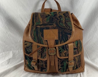 Vintage VILENCA Holland Tan Leather Woven Backpack Rucksack  display picture 1