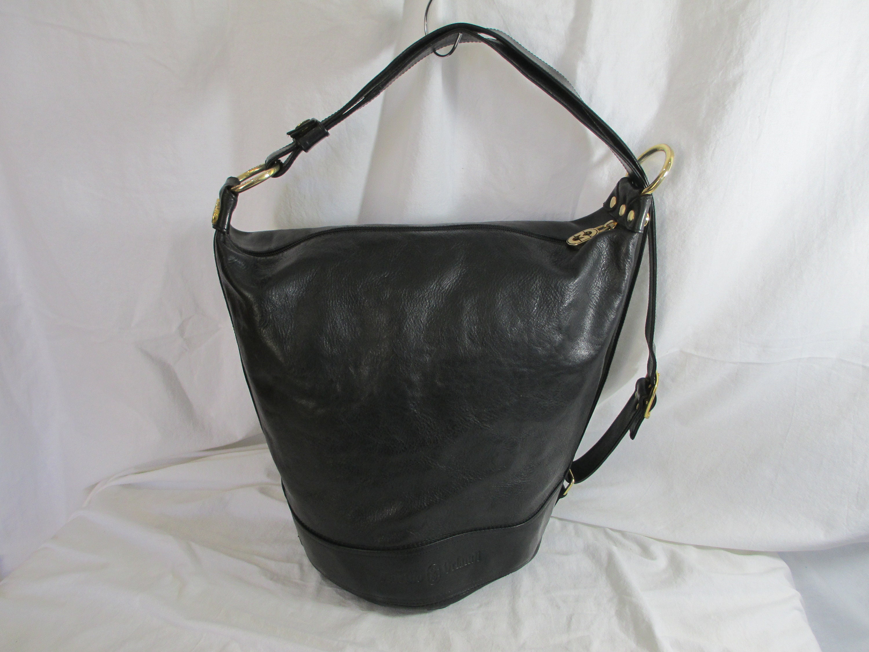 Vintage Marino Orlandi Italian Leather Handbag Tassen & portemonnees Handtassen Handtassen met kort handvat 