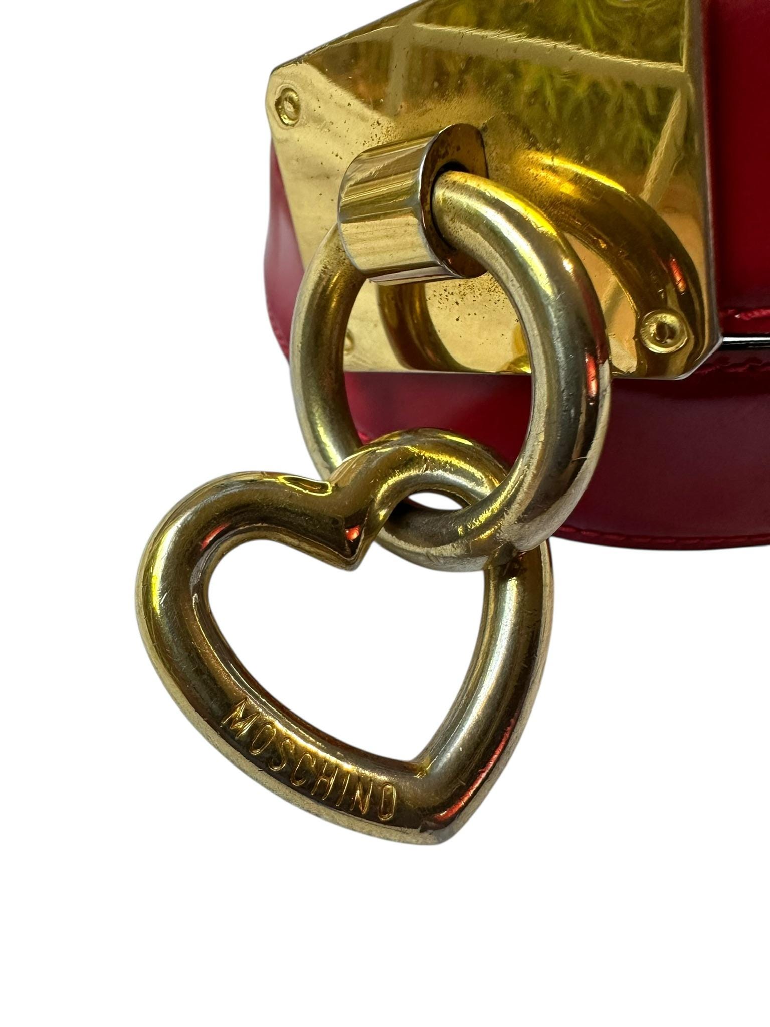 Vintage MOSCHINO Redwall En Heart Red Leather Buckle Belt Size Euro 46 /35 US Vintage MOSCHINO Redwall En Heart Red Leather Buckle Belt  main image 4