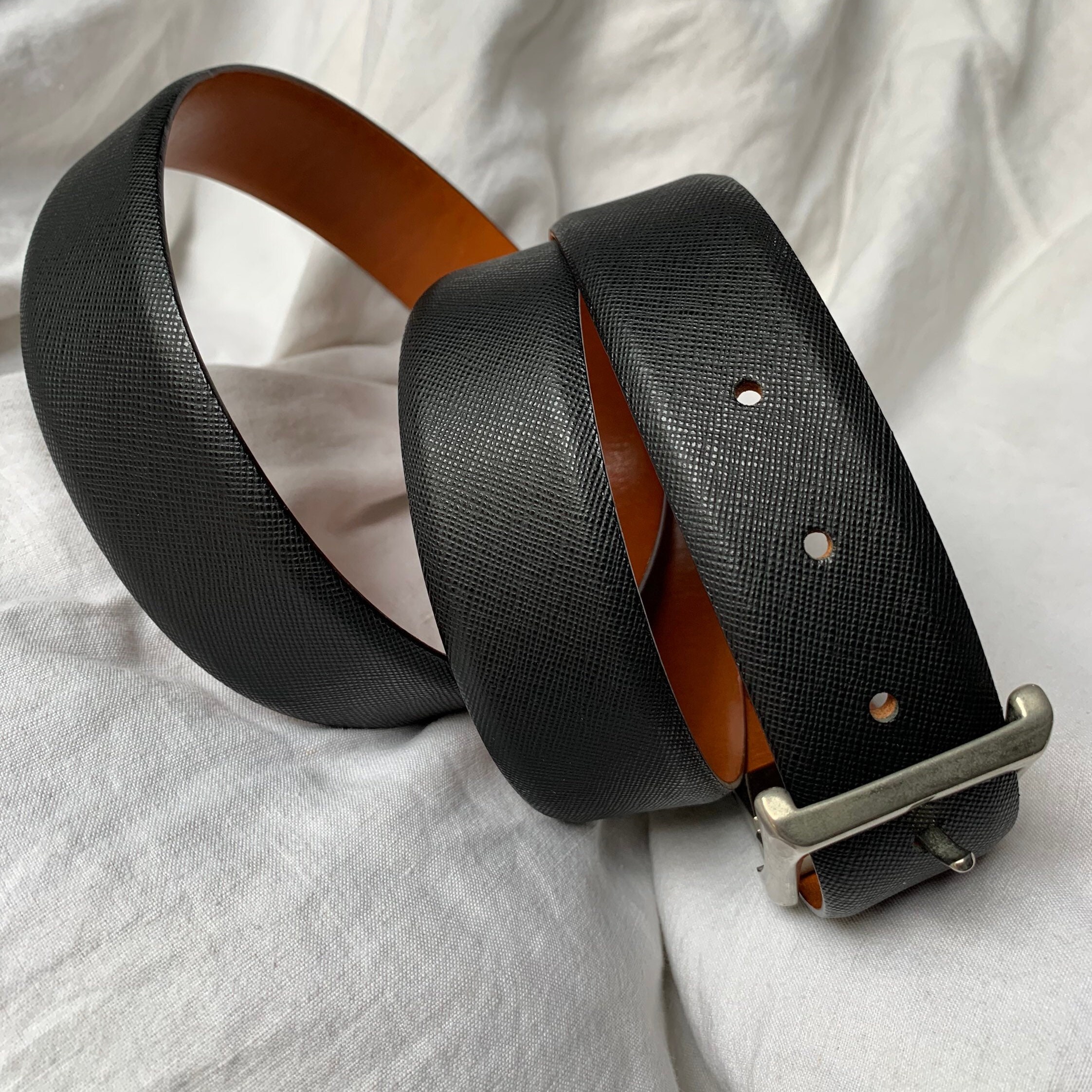 Ceinture Vintage Canali En Cuir - Marron - Largeur 3 Cm - Taille M - Occasion Bon état