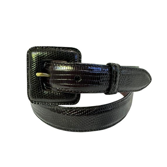 Genuine KLEINBERG SHERRILL Black Lizard Leather Women Belt  display picture 1