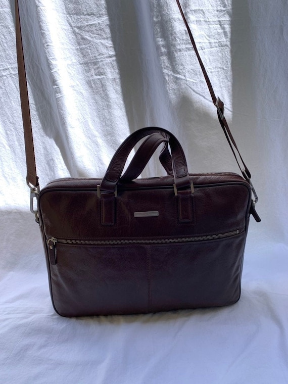Vintage JOHNSTON MURPHY brown leather briefcase messe… Gem