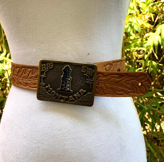 Vintage Marco BIG SKY MONTANA oil rig belt buckle wit… Gem