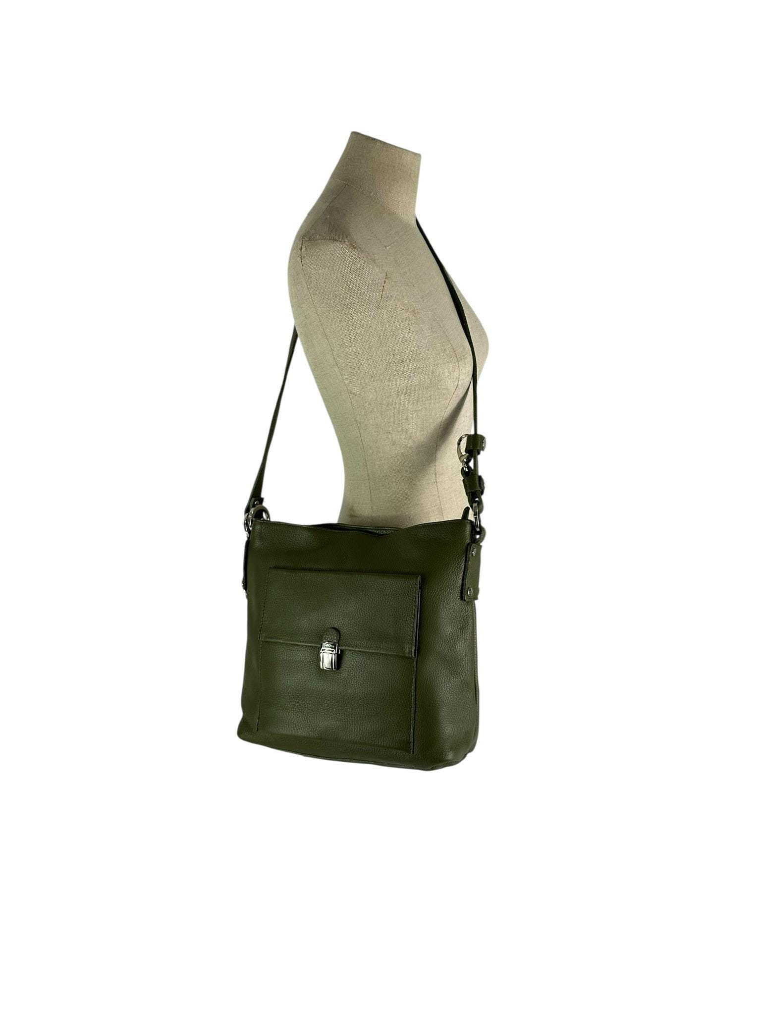 Genuine Vintage CRISTINA Olive Green Pebbled Leather Bag  display picture 1