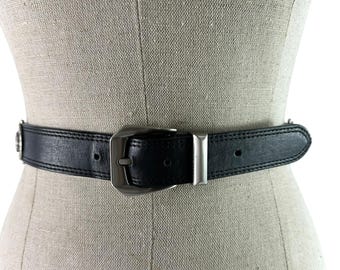 Rare Genuine GIANNI VERSACE Black Leather Relief Joint Medusa Unisex Belt 40