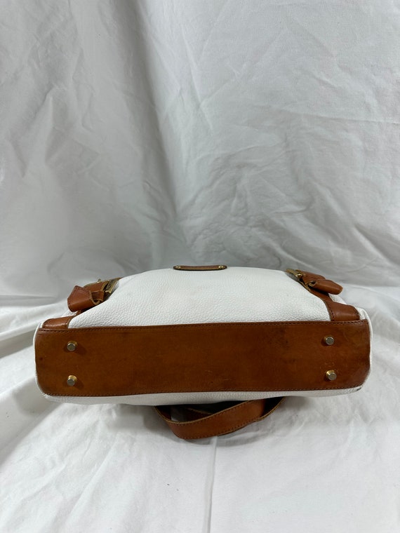 Vintage VALENTINA white tan leather tote bag purse - image 8