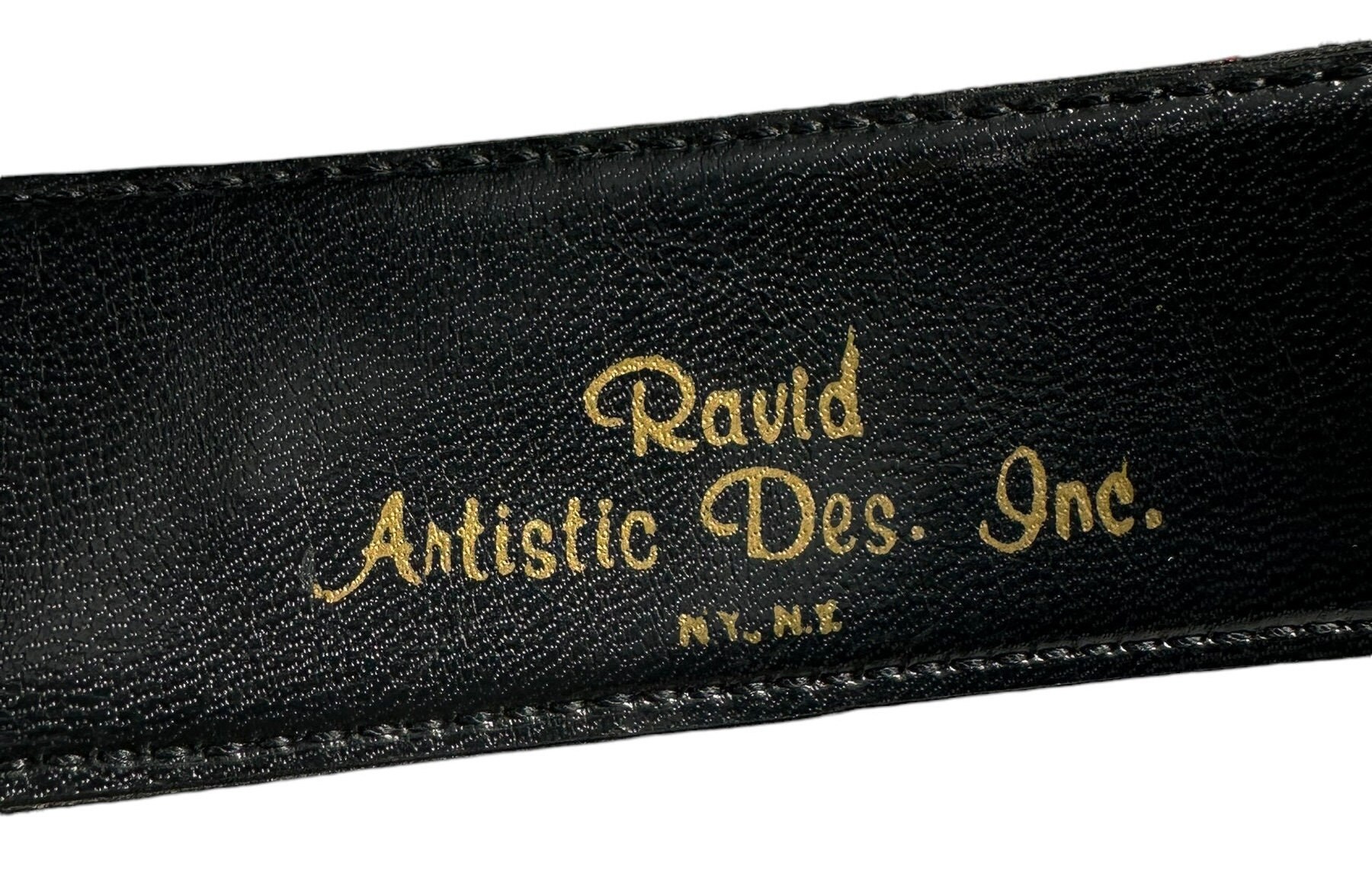 A. Ravid 2001 Vintage Artistic Belt Art Design Unique Handmade Vintage Ravid Artistic Leather/Stone/ Metal Belt with  main image 2