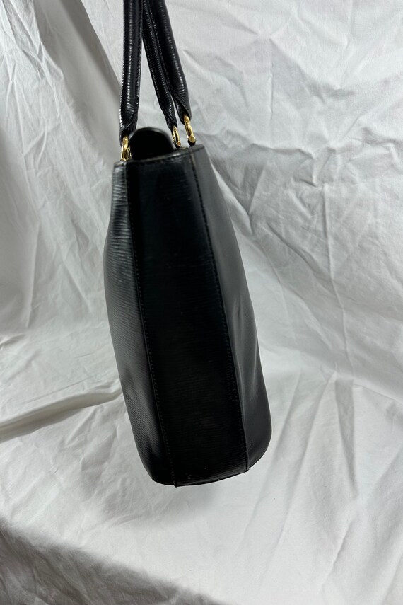 Genuine vintage HCL black leather tote bag carryall View 5