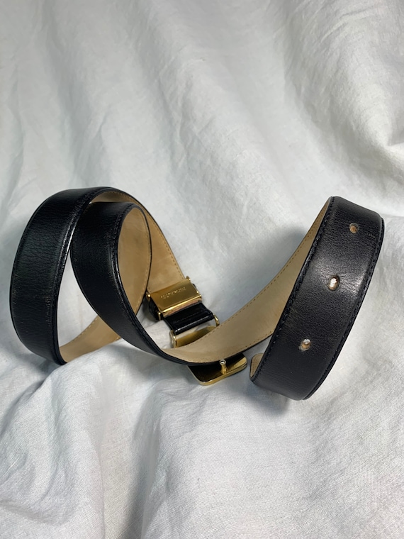 Vintage NINA RICCI black leather belt with logo m… - image 4