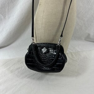 Genuine vintage BRIGHTON black leather shoulder bag with croc pattern crossbody image 2