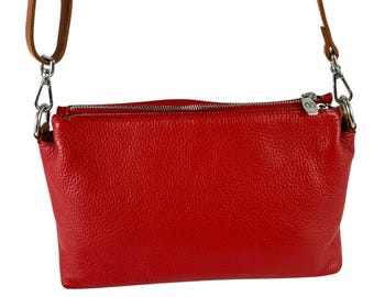 vintage VALENTINA Sac à bandoulière en cuir rouge véritable