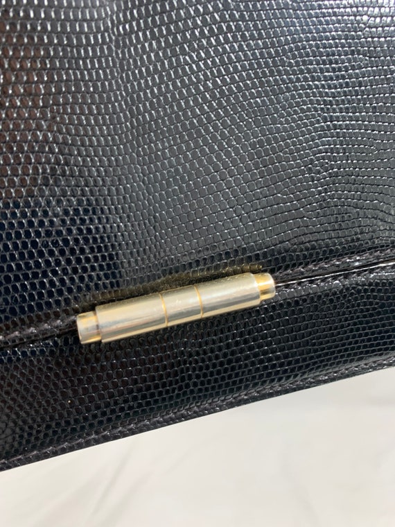 Genuine vintage black lizard handbag purse front … - image 7