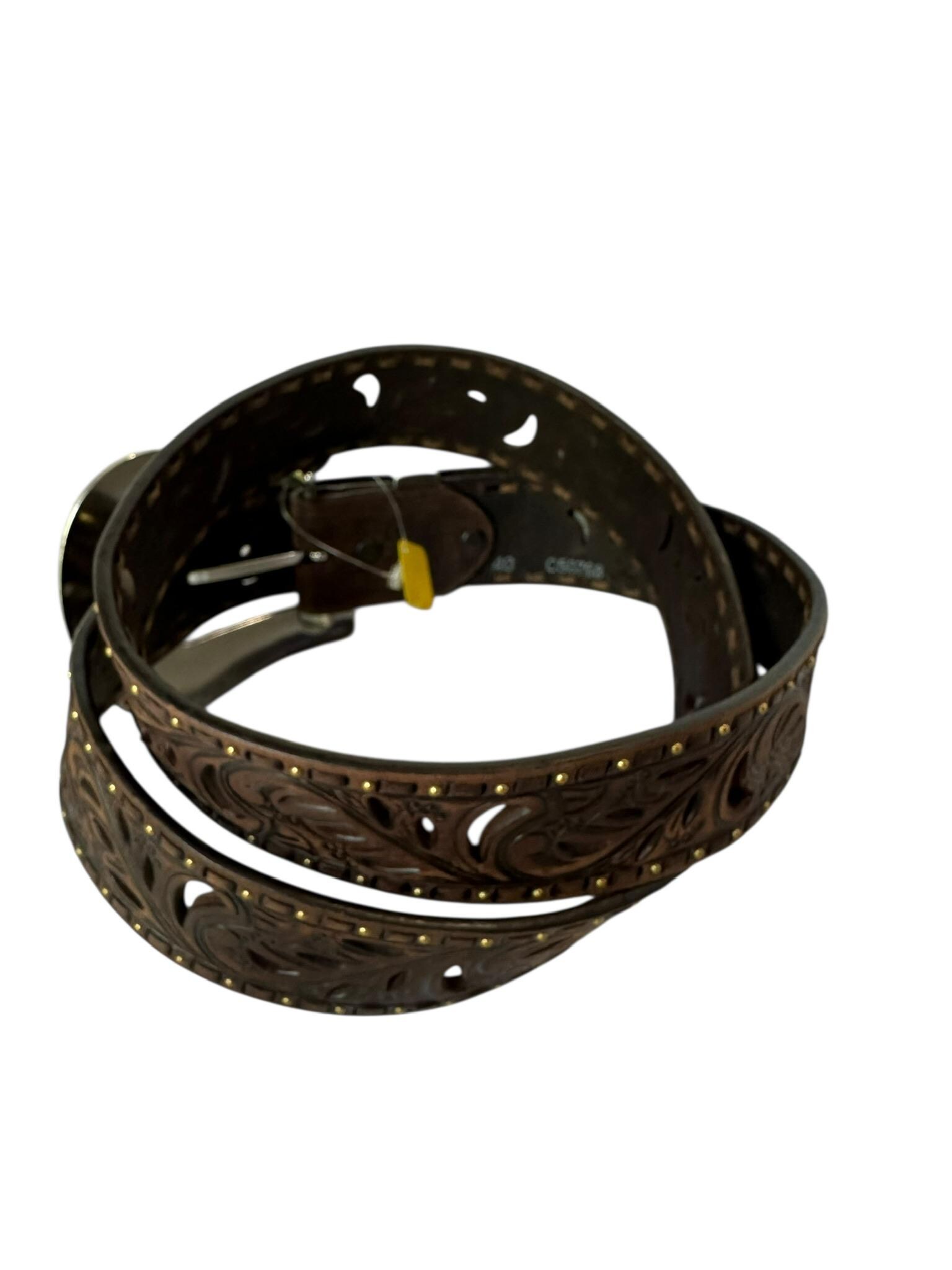 Tony Lama Brown Leather Belt with Rhinestones & Studs Silver Buckle Tony Lama Men main image 2