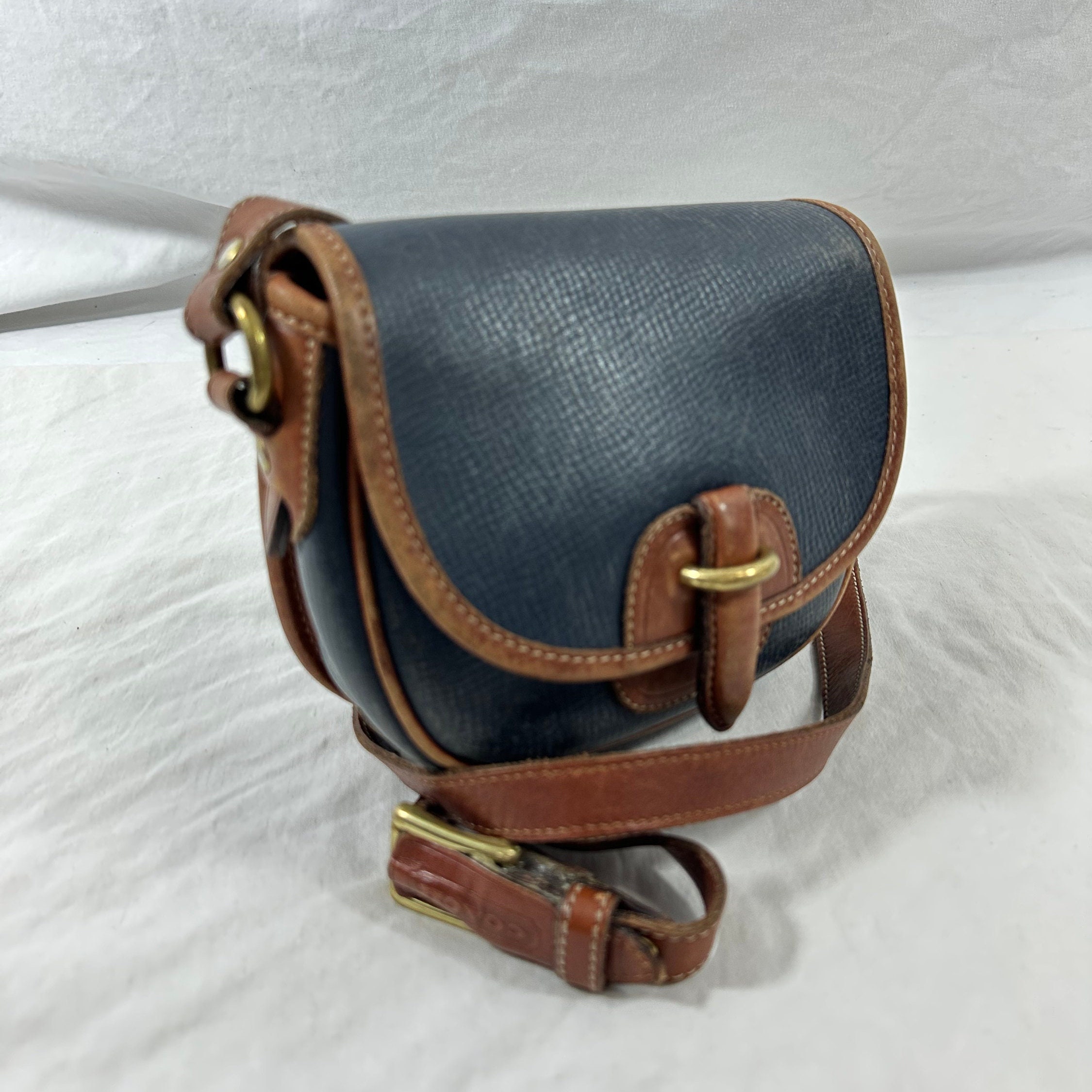 Genuine Vintage COACH Navy Blue Leather Shoulder Bag Purse