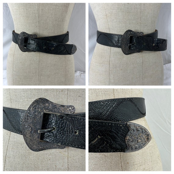 Boucle De Ceinture Cowboy Vintage Crumrine Années 80 - Bronze Monogrammée L - Fait Main USA