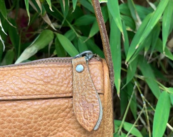 Rare Genuine Vintage POLO Ralph Lauren Tan Leather Crossbody