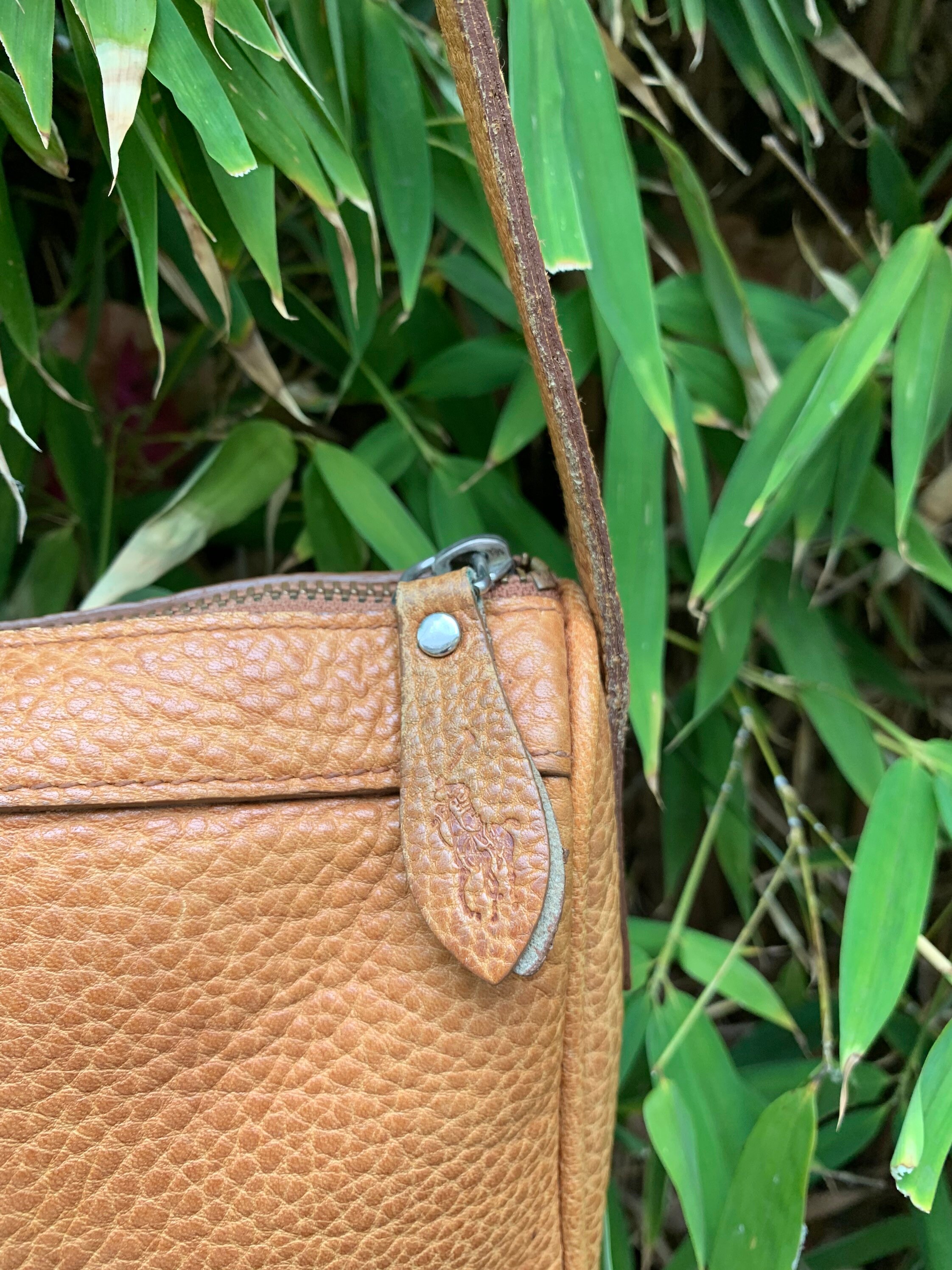 Rare Genuine Vintage POLO Ralph Lauren Tan Leather Crossbody