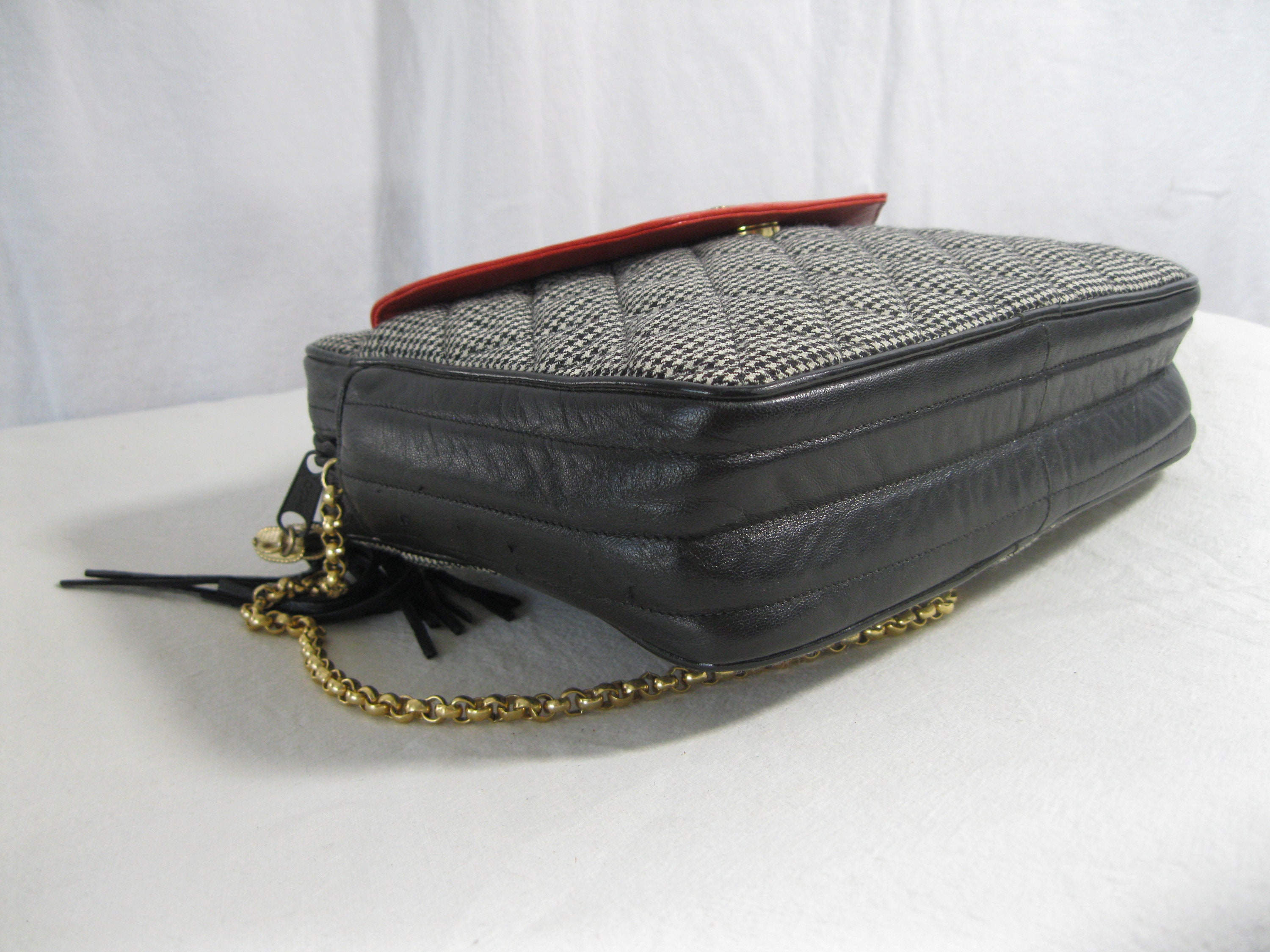 Vintage Jay Herbert Quilted Flap Black Patent Leather Chain