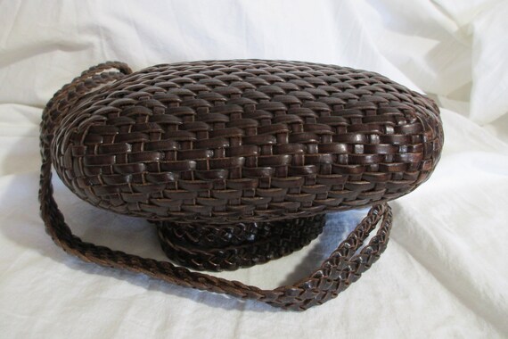 Sac Bandoulière Vintage De Vecchi Hamilton Hodge En Cuir Tissé Noir - Petit Modèle à Fermeture Magnétique