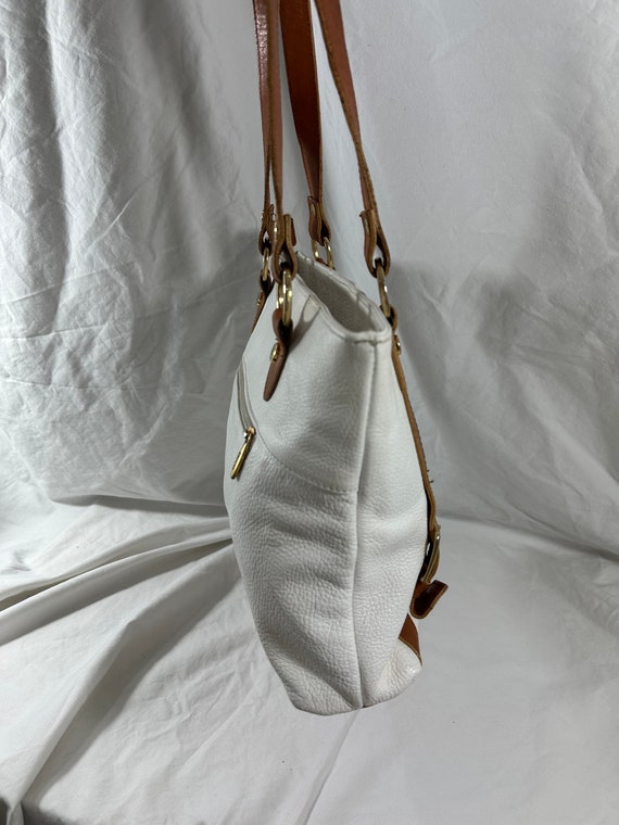 Vintage VALENTINA white tan leather tote bag purse - image 3