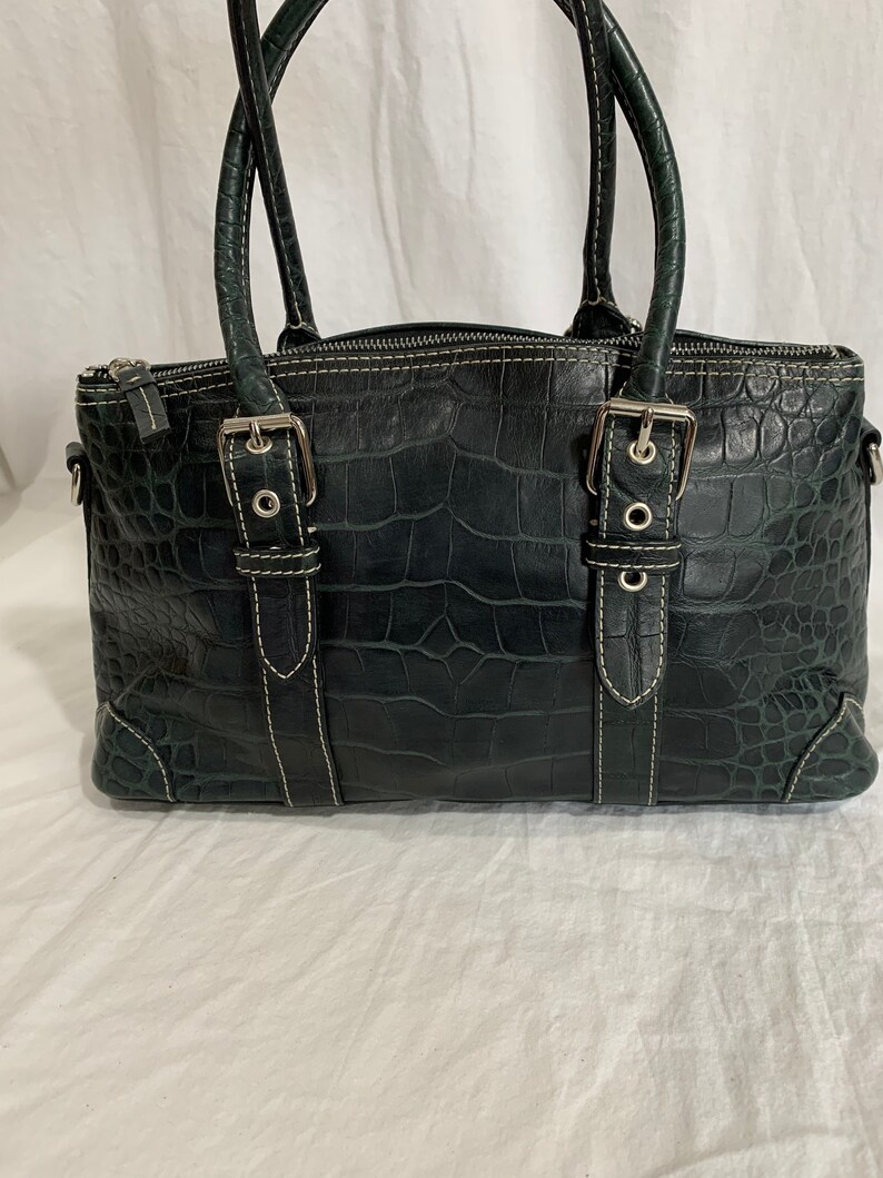 Vintage DOONEY & BOURKE dark green croc pattern leather Etsy