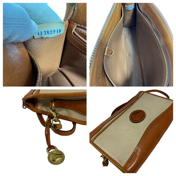 RARE Vintage DOONEY & BOURKE Ivory Two Tone Leather Classic Zip