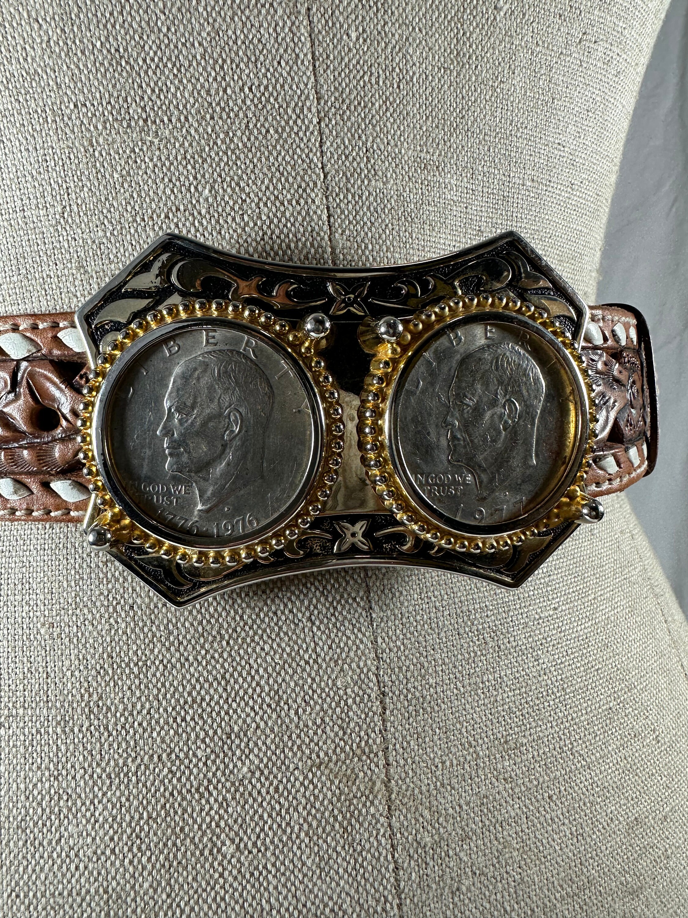 Vintage Eisenhower Coin Belt Buckle Silver Black Design Western Collectibles Eisenhower.png?v=1743128164 main image 2